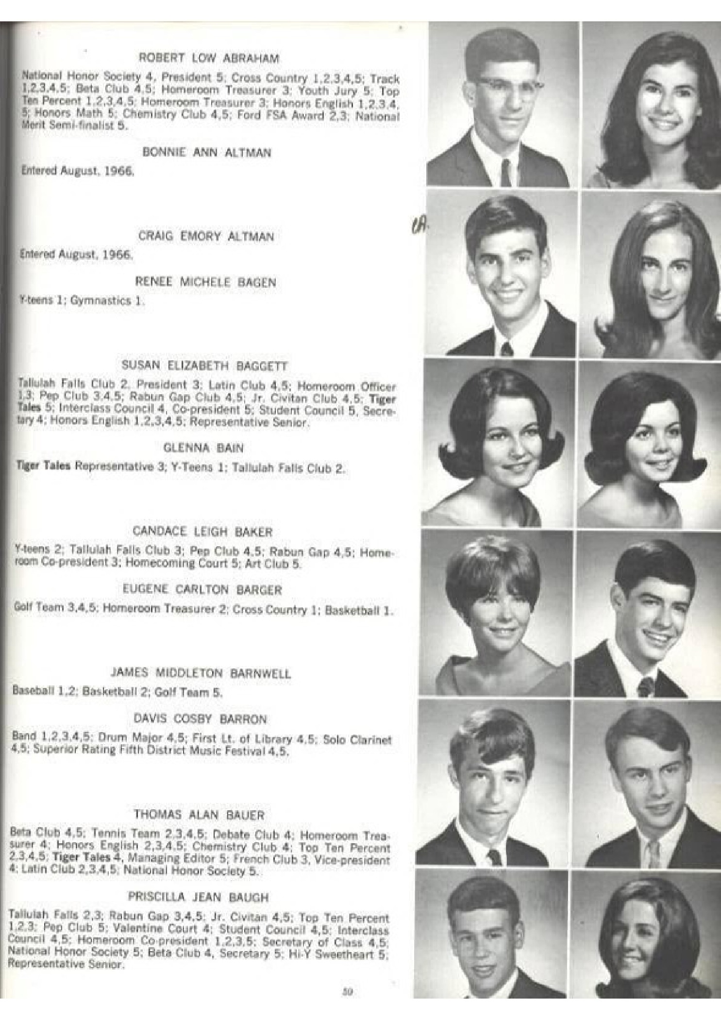 1967 yearbook senior pictures, yearbook page 59